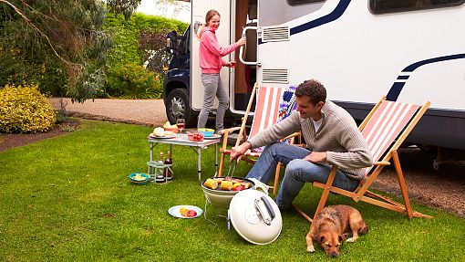 Campground with RV and Barbecue Campground with RV and Barbecue