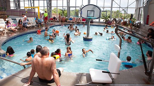 Water-Zoo Clinton Activity Pool Children and adults enjoying themselves in the Water-Zoo Activity Pool