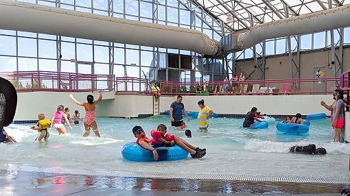 Parents and kids in Wave-Pool at Water-Zoo Indoor Water Park in Clinton, Oklahoma Parents and kids in Wave-Pool at Water-Zoo Indoor Water Park in Clinton, Oklahoma
